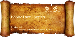 Manheimer Berta névjegykártya